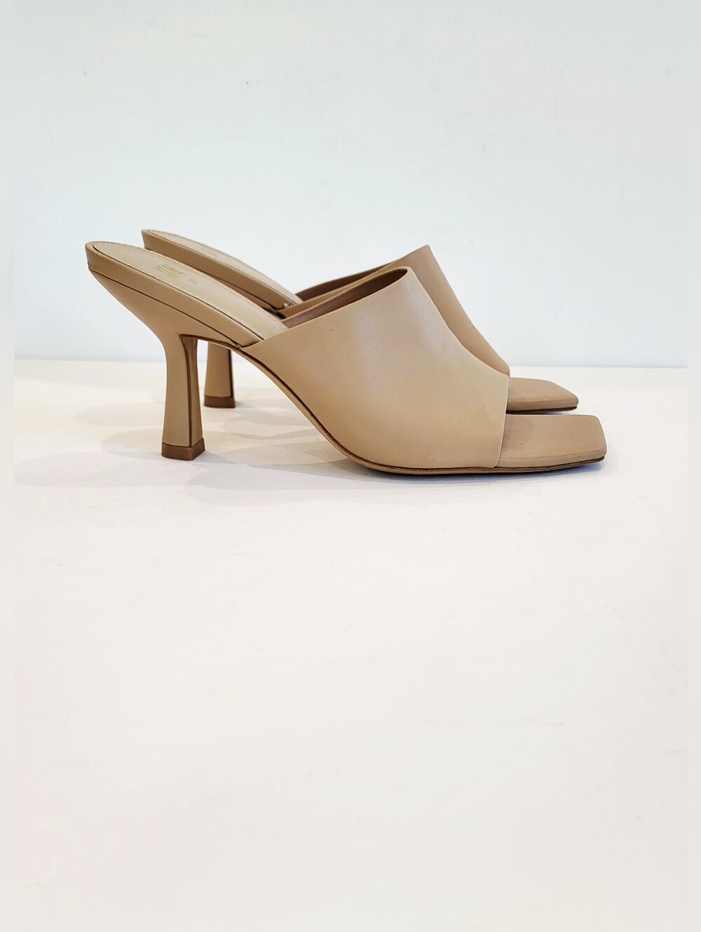 H&M Beige Square-Toe Mule Heels